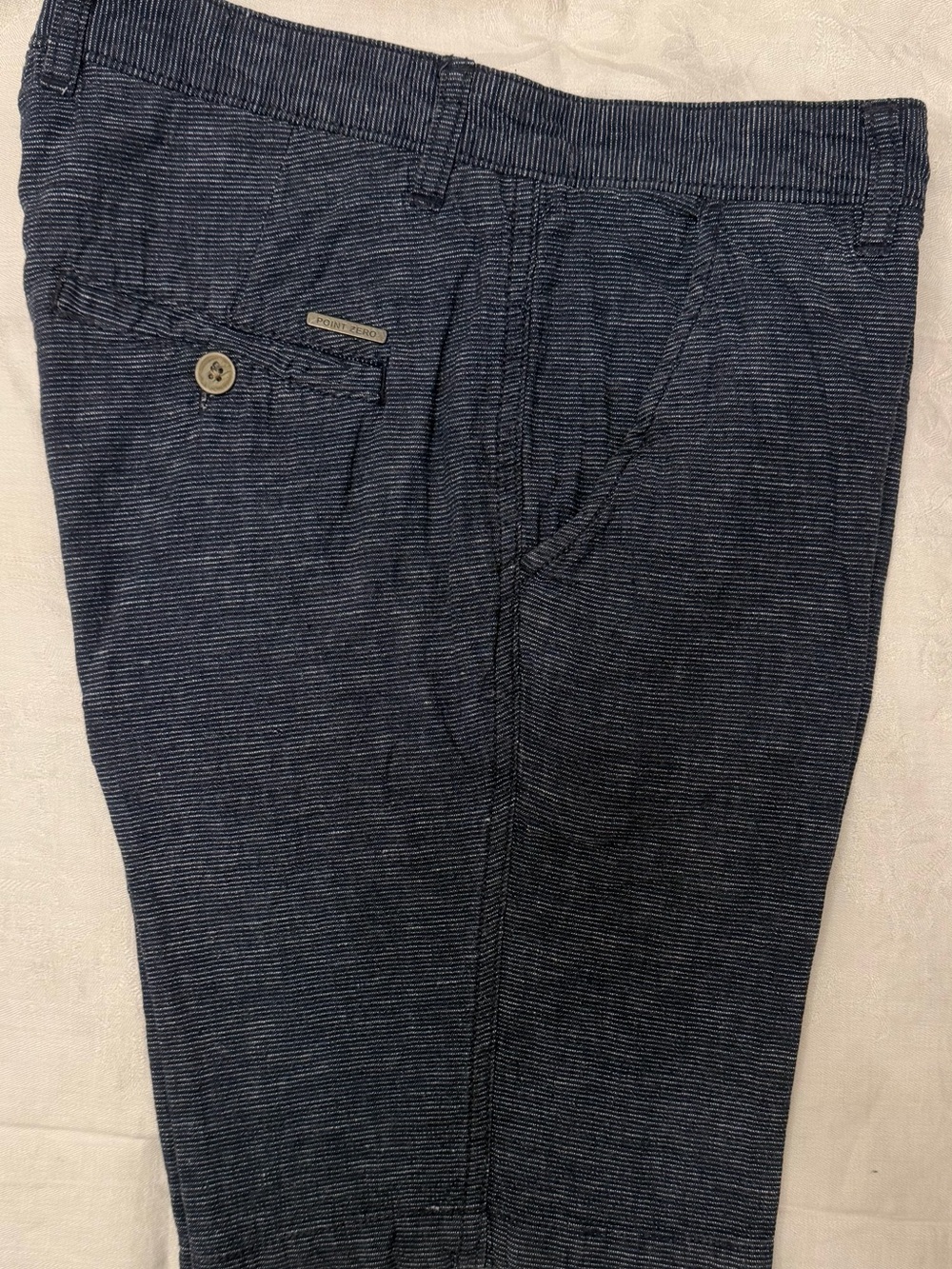 Point Zero Men's Dark Navy Textured Chinos